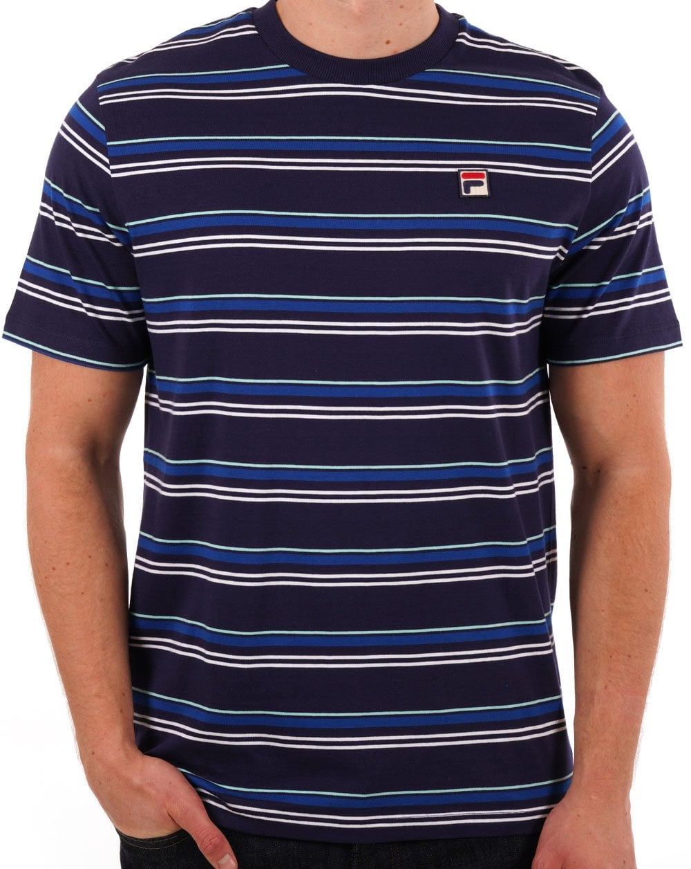 Fila Vintage Stan Striped T Shirt Navy