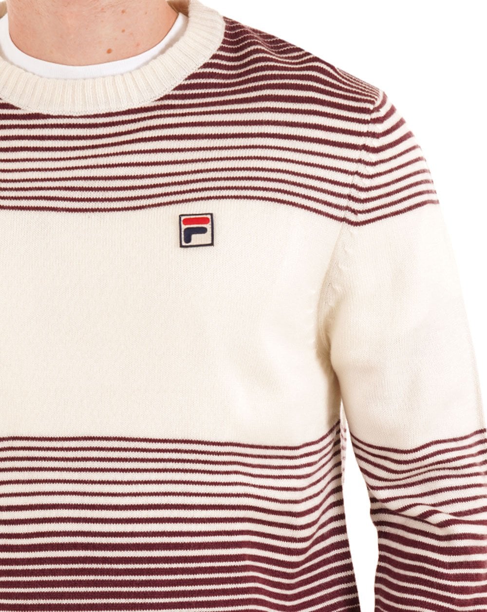 Fila Vintage Stripe Crew Knit Gardenia/Port