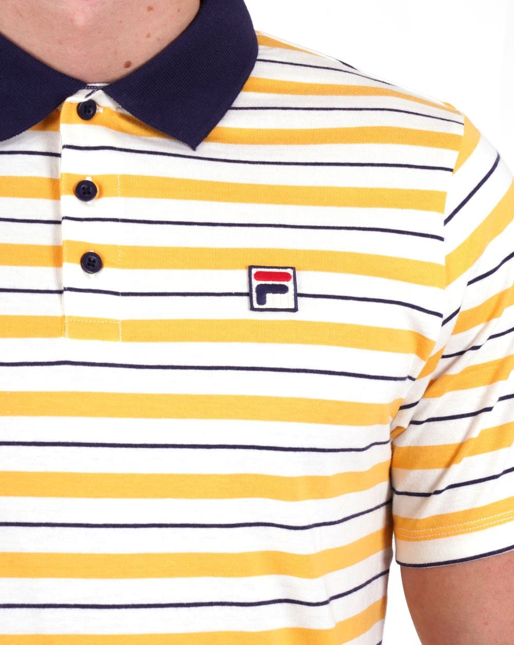 Fila Vintage Striped Polo Shirt yellow / navy
