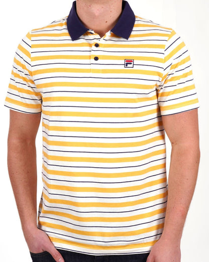 Fila Vintage Striped Polo Shirt yellow / navy