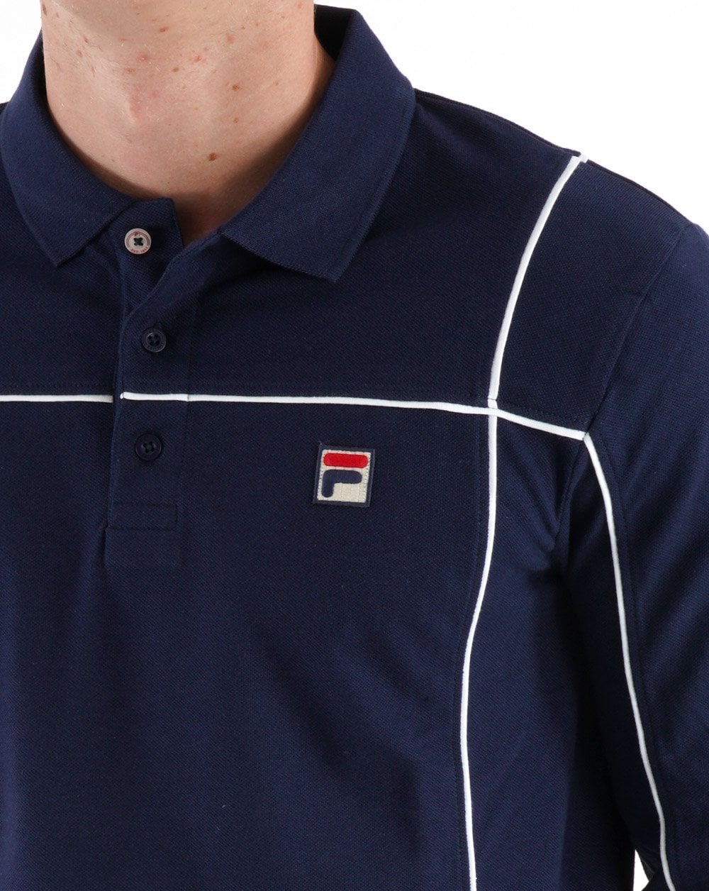 Fila Vintage Talon Terrinda LS Polo Shirt Navy/White