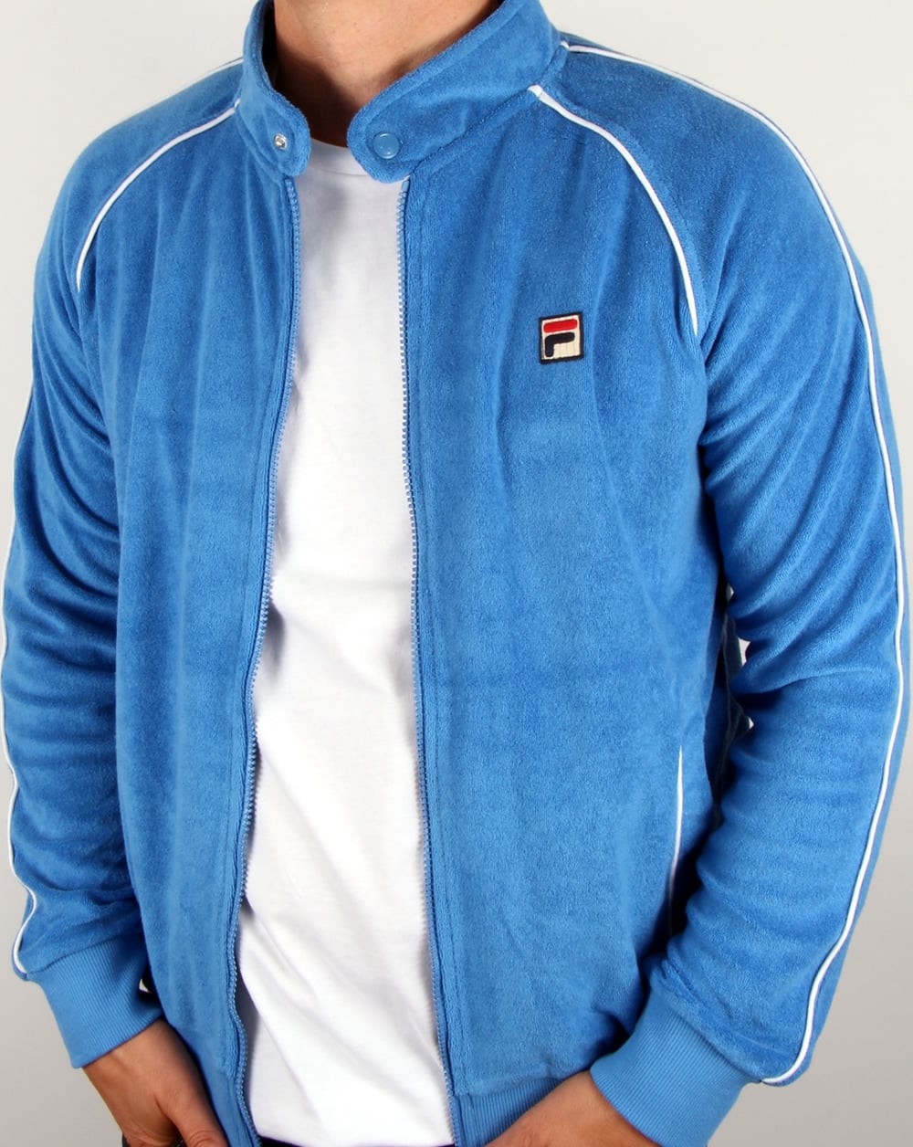Fila Vintage Terry Biker Track Top Ocean Blue