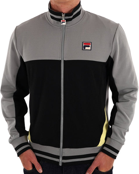 Fila Vintage Tiebreak Track Top Black Grey Lemon