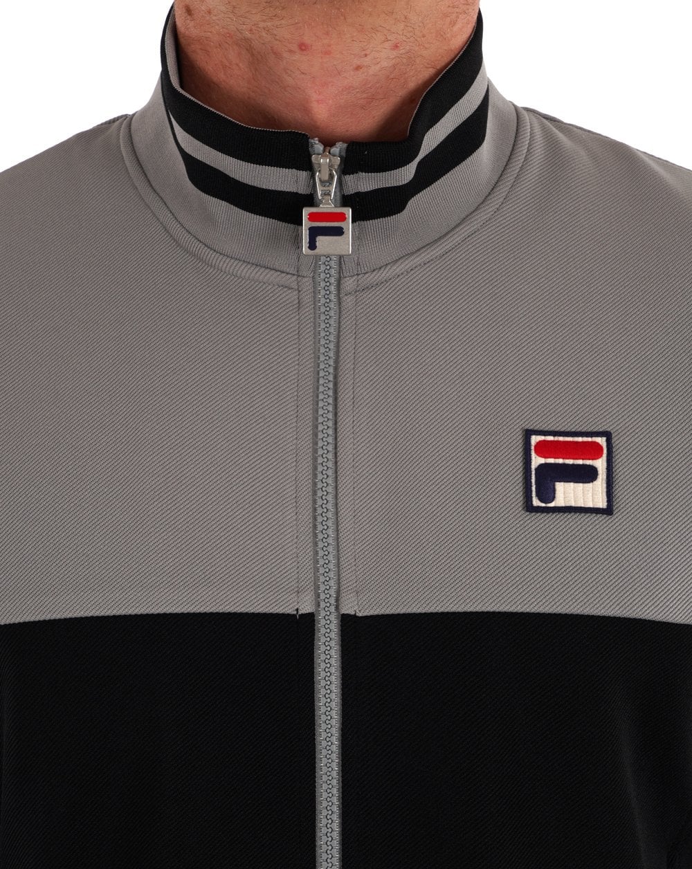 Fila Vintage Tiebreak Track Top Black Grey Lemon