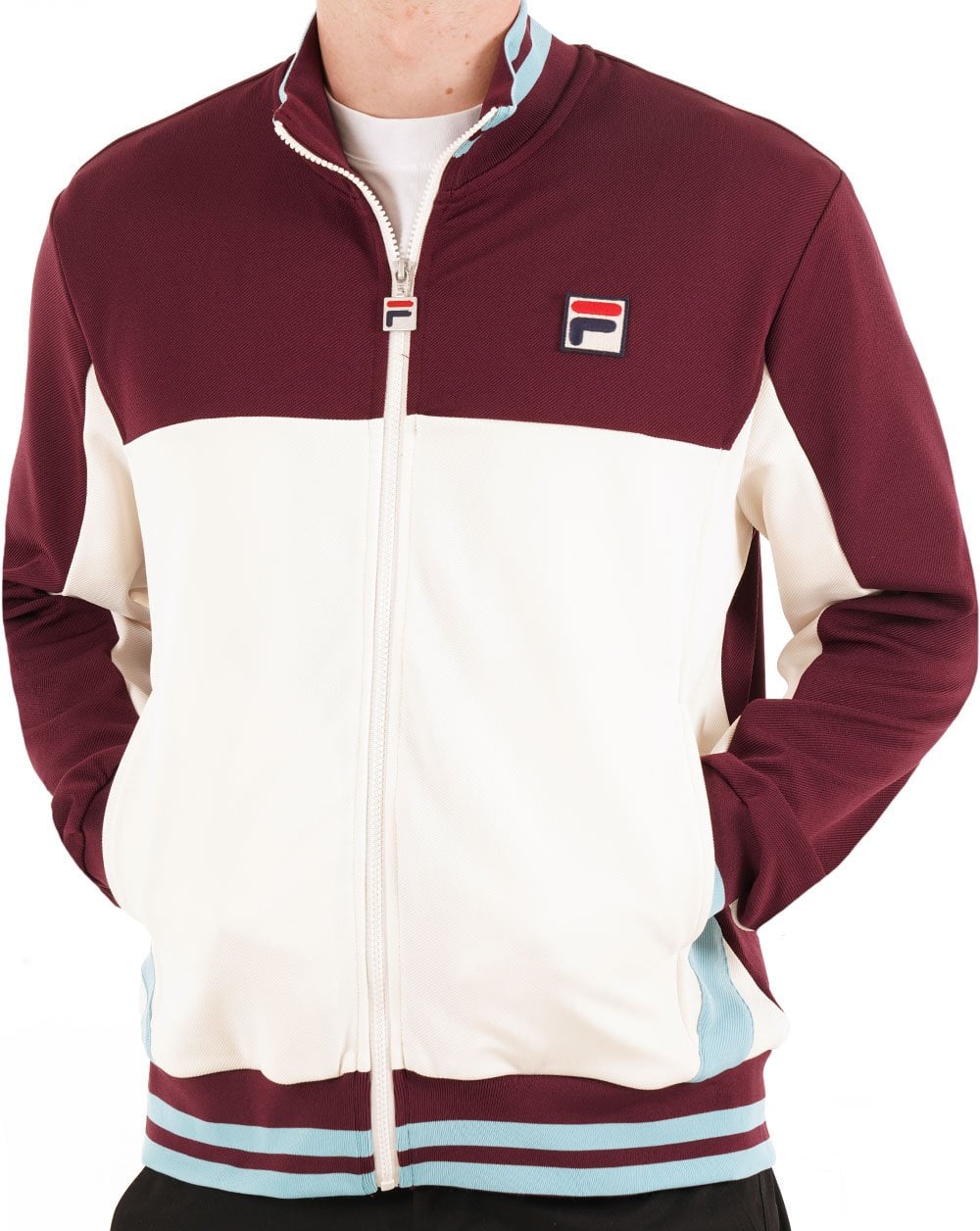 Fila Vintage Tiebreaker Track Top Dark Claret Gardenia