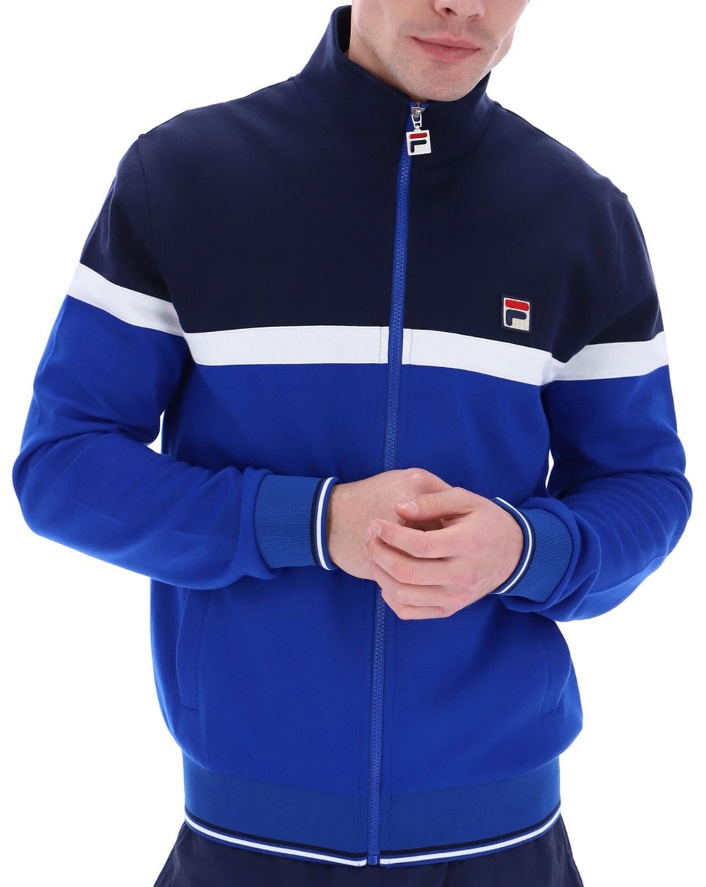 Fila Vintage Umar Track Top Royal Navy White