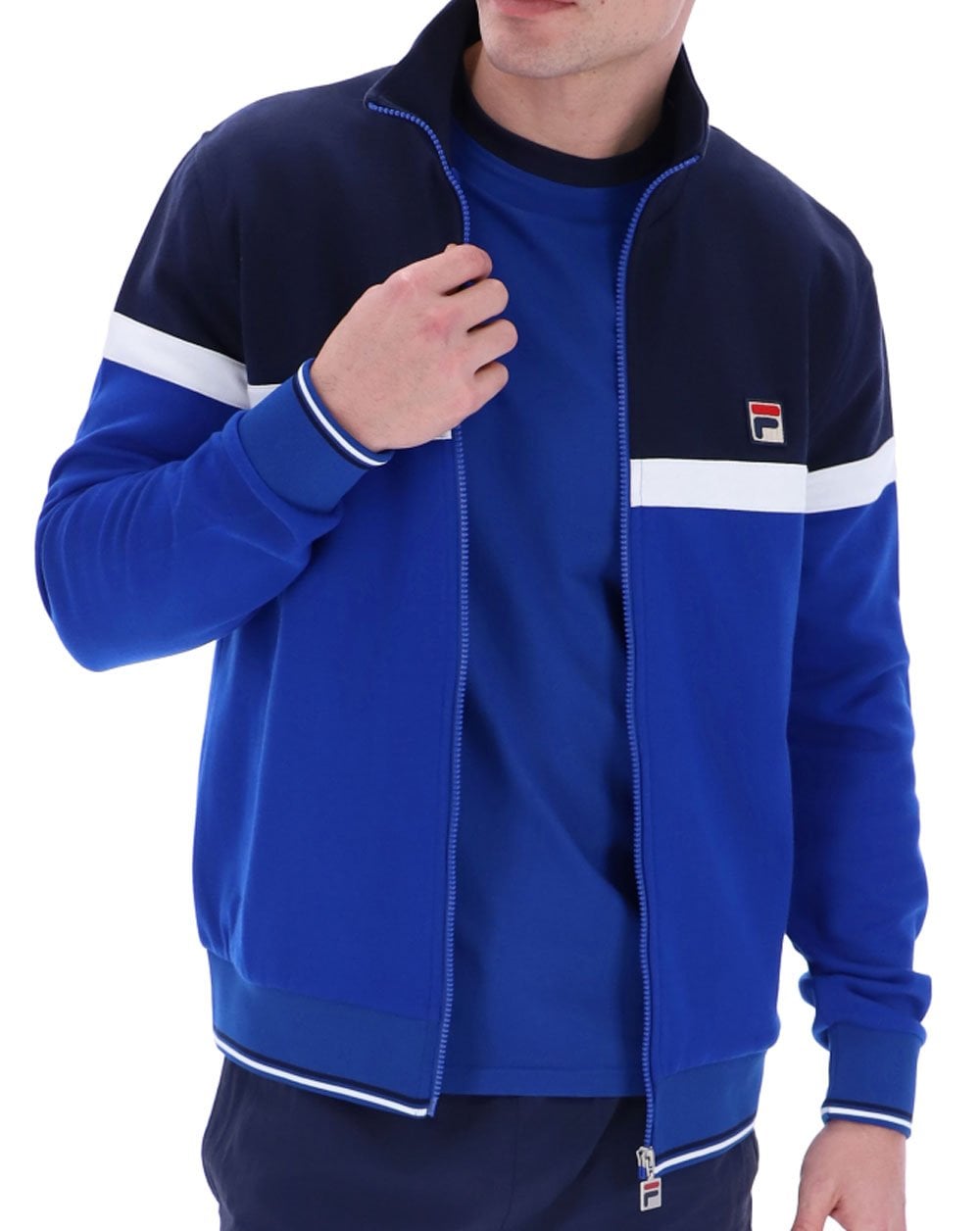 Fila Vintage Umar Track Top Royal Navy White