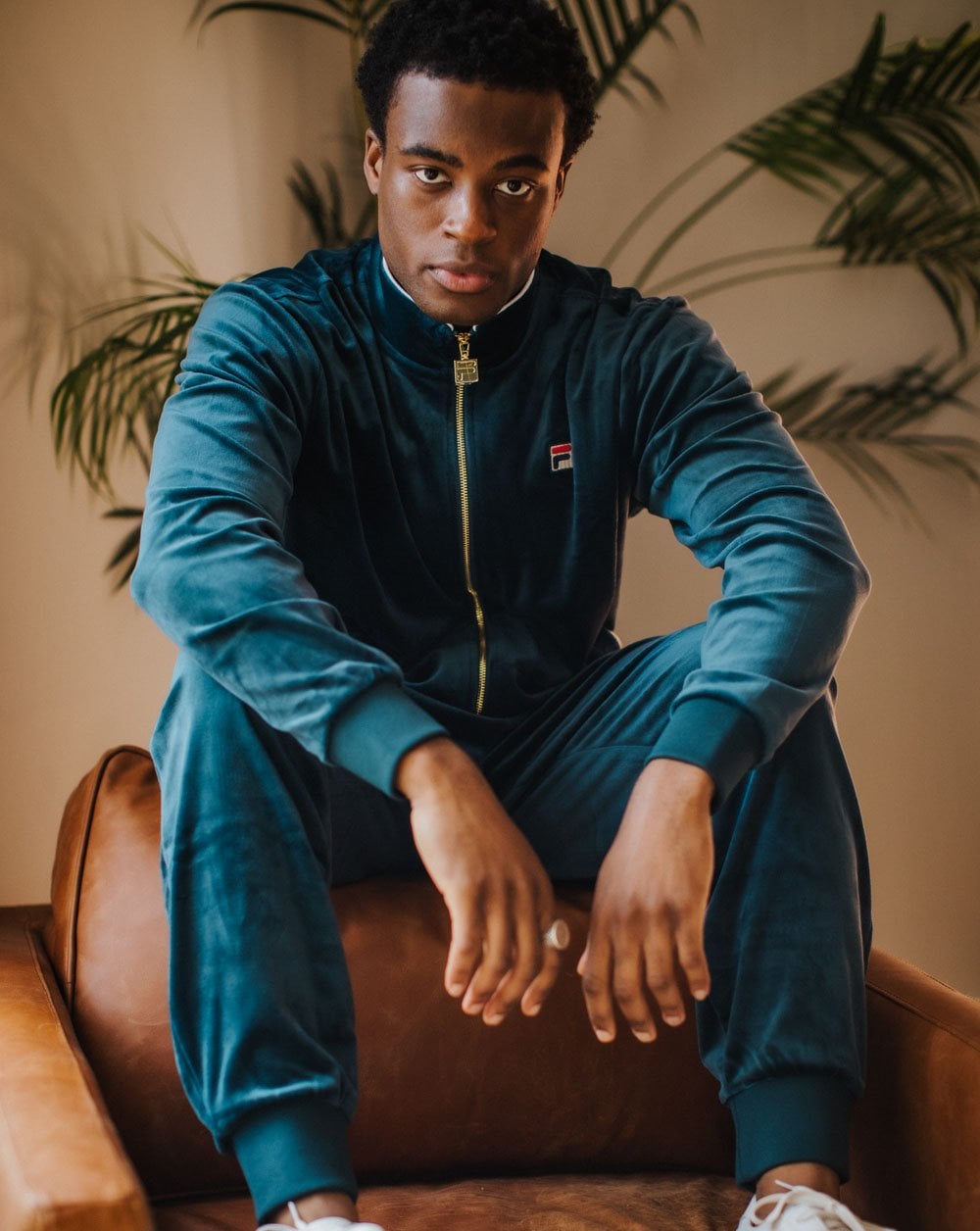 Fila Vintage Velour Track Top Dark Teal