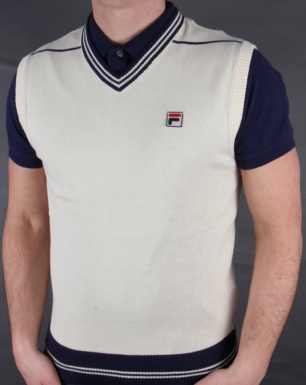 Fila Vintage Voyago Tank Top Gardenia/navy