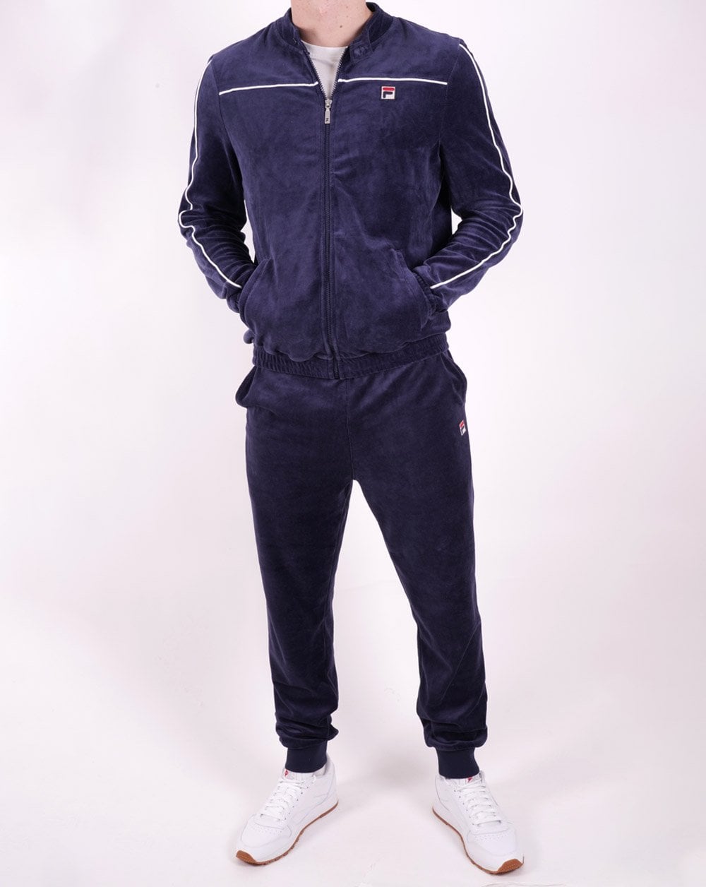 Fila Vintage Yarel Velour Track Pants Navy