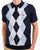 Gabicci Vintage Argyle Diamond Knit Polo Navy Sky White
