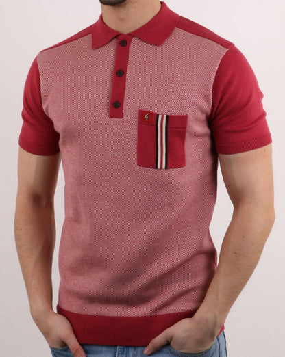 Gabicci Vintage Belair Knitted Polo Shirt Red