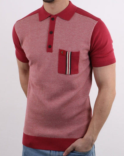 Gabicci Vintage Belair Knitted Polo Shirt Red