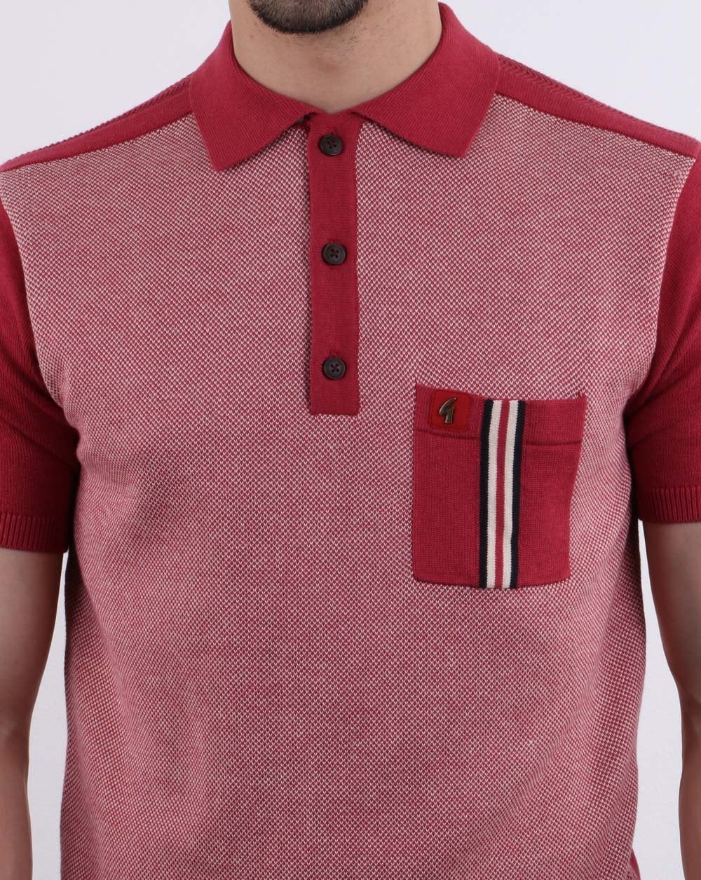 Gabicci Vintage Belair Knitted Polo Shirt Red