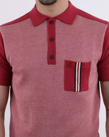 Gabicci Vintage Belair Knitted Polo Shirt Red