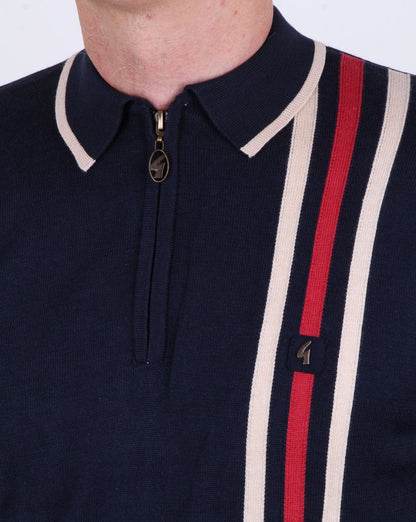 Gabicci Vintage Blade Long Sleeve Polo Navy