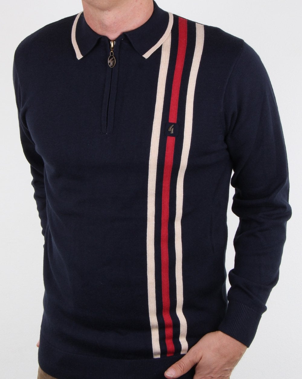 Gabicci Vintage Blade Long Sleeve Polo Navy