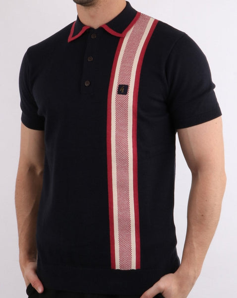 Gabicci Vintage Burbage Knitted Polo Navy