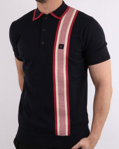 Gabicci Vintage Burbage Knitted Polo Navy