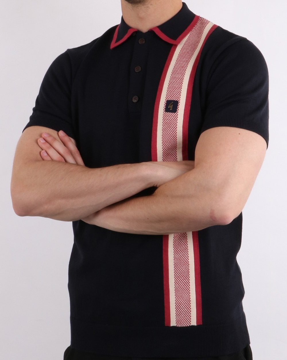 Gabicci Vintage Burbage Knitted Polo Navy