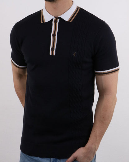 Gabicci Vintage Croxted Knitted Polo Shirt Navy