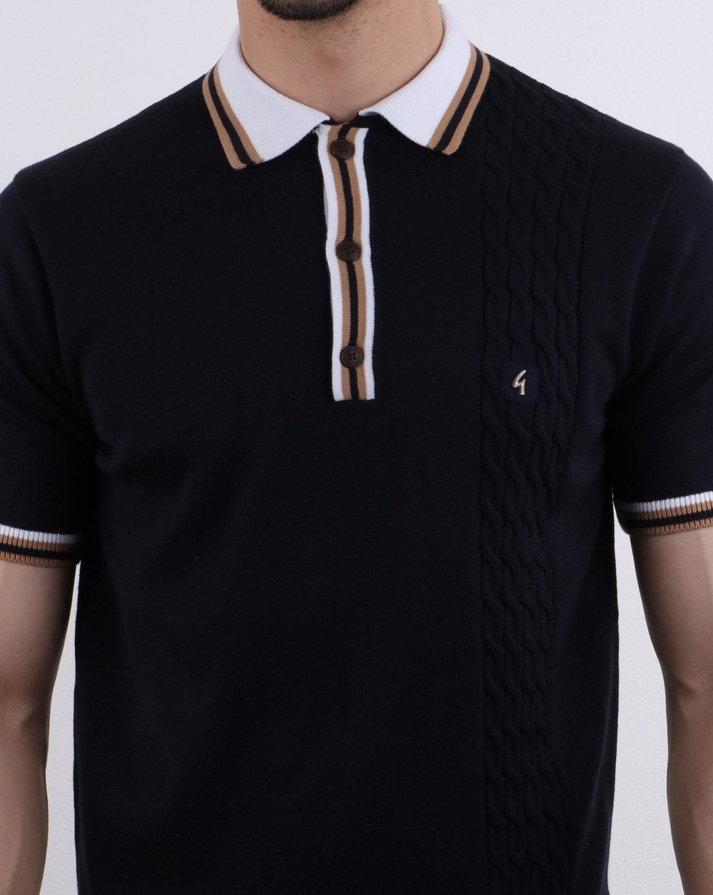 Gabicci Vintage Croxted Knitted Polo Shirt Navy