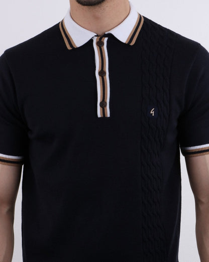 Gabicci Vintage Croxted Knitted Polo Shirt Navy