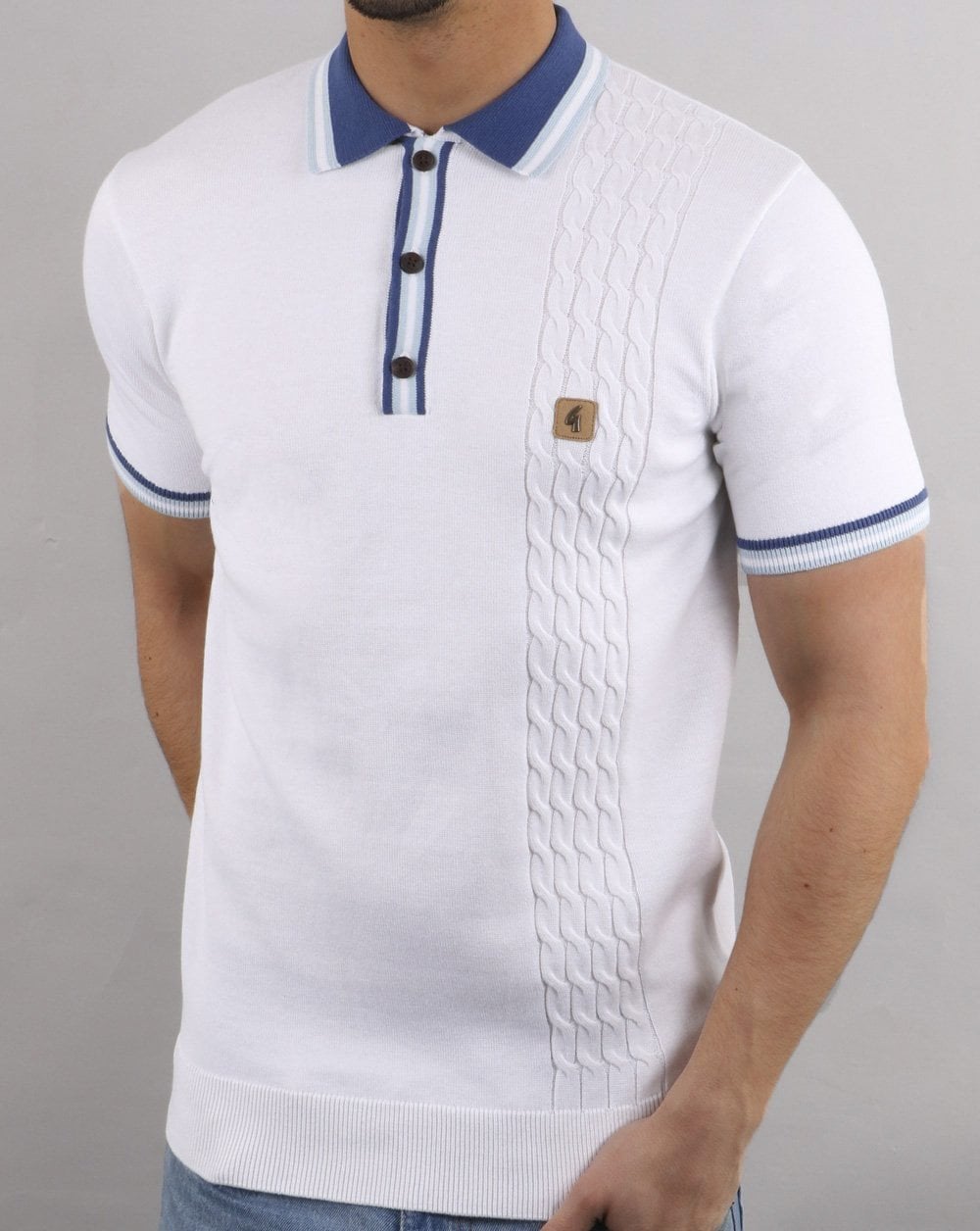 Gabicci Vintage Croxted Knitted Polo Shirt White