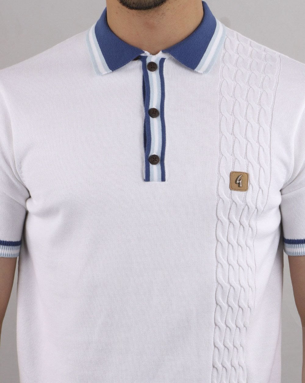 Gabicci Vintage Croxted Knitted Polo Shirt White