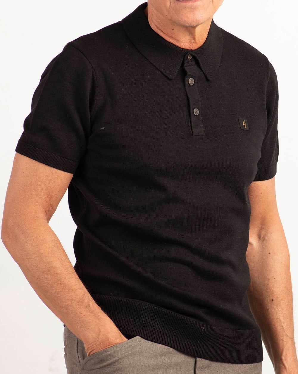 Gabicci Vintage Jackson Knitted Polo Black