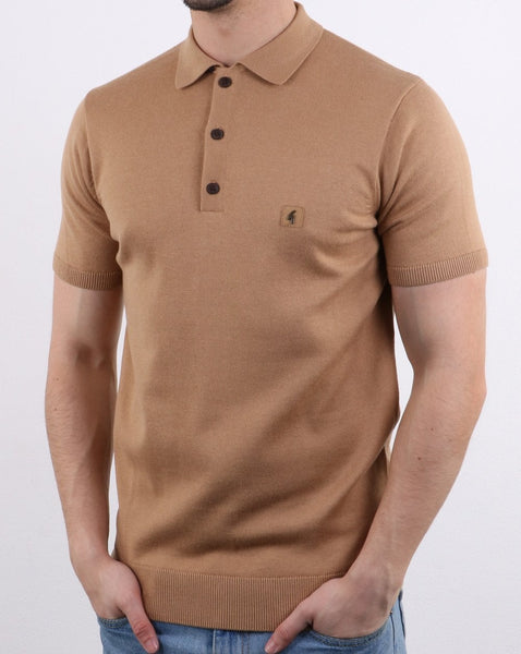 Gabicci Vintage Jackson Knitted Polo Light Brown