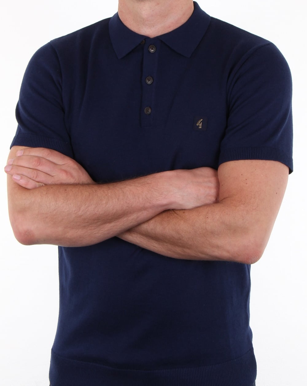 Gabicci Vintage Jackson Knitted Polo Shirt Mid Blue