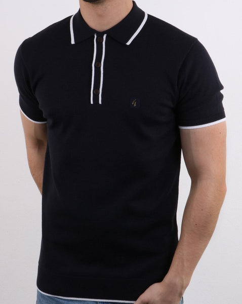 Gabicci Vintage Linekar Collar Knitted Polo Navy