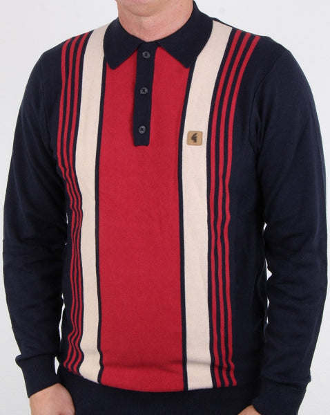 Gabicci Vintage Searle Long Sleeve Polo Navy