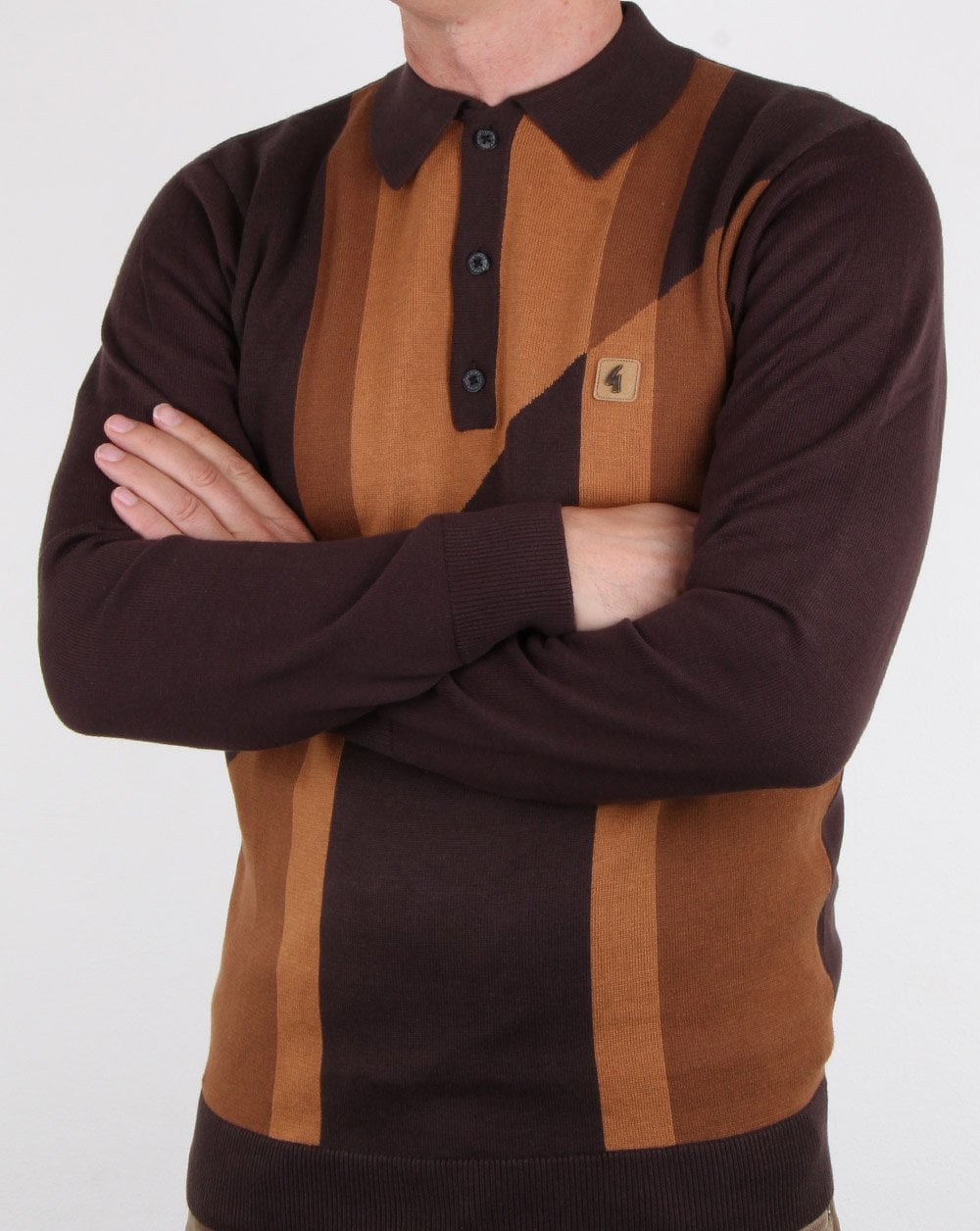 Gabicci Vintage Texas Long Sleeve Polo Espresso