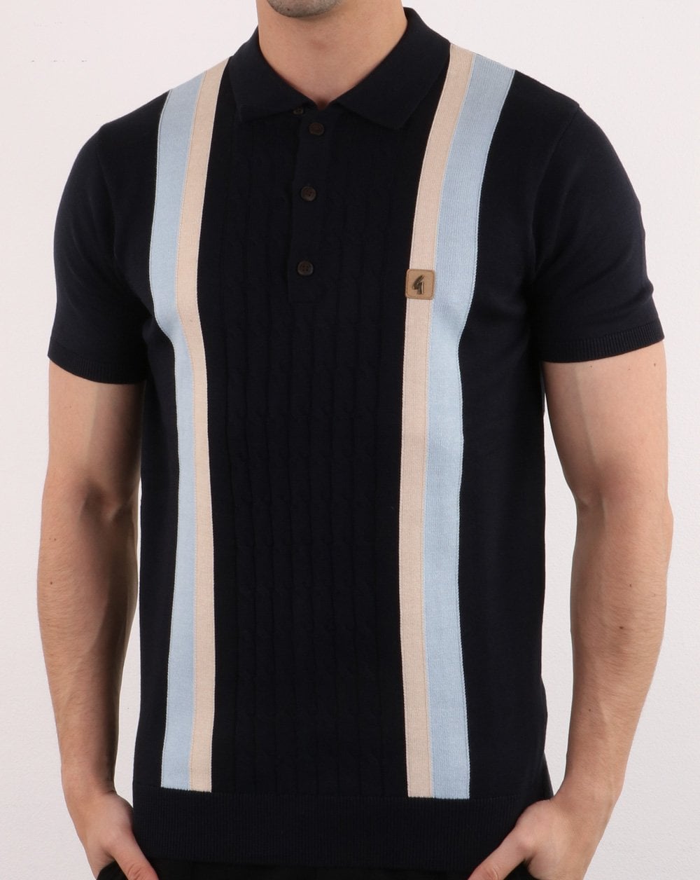 Gabicci Vintage Turney S/s Striped Polo Navy