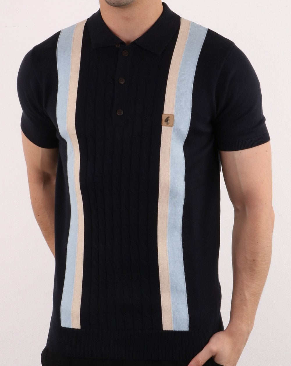 Gabicci Vintage Turney S/s Striped Polo Navy