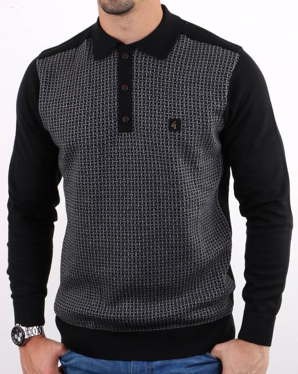 Gabicci Vintage Weaver Polo Shirt Black