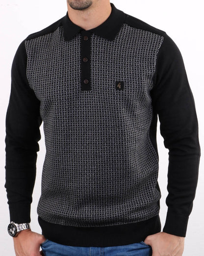 Gabicci Vintage Weaver Polo Shirt Black