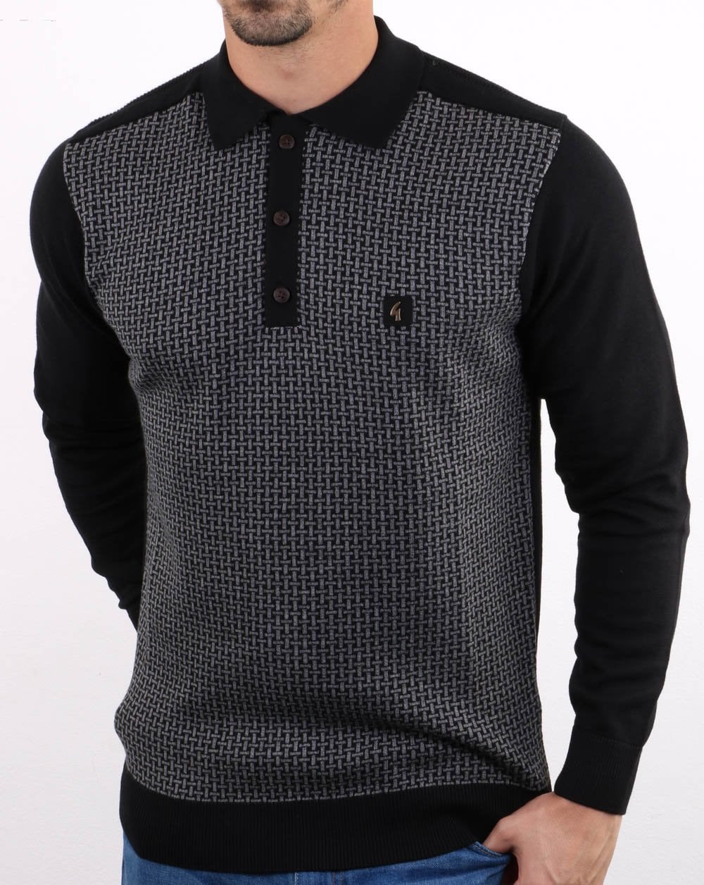 Gabicci Vintage Weaver Polo Shirt Black
