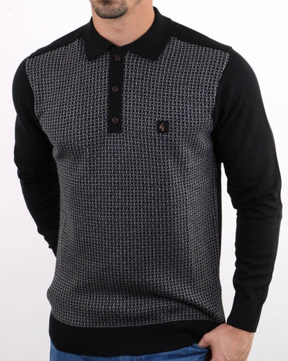 Gabicci Vintage Weaver Polo Shirt Black