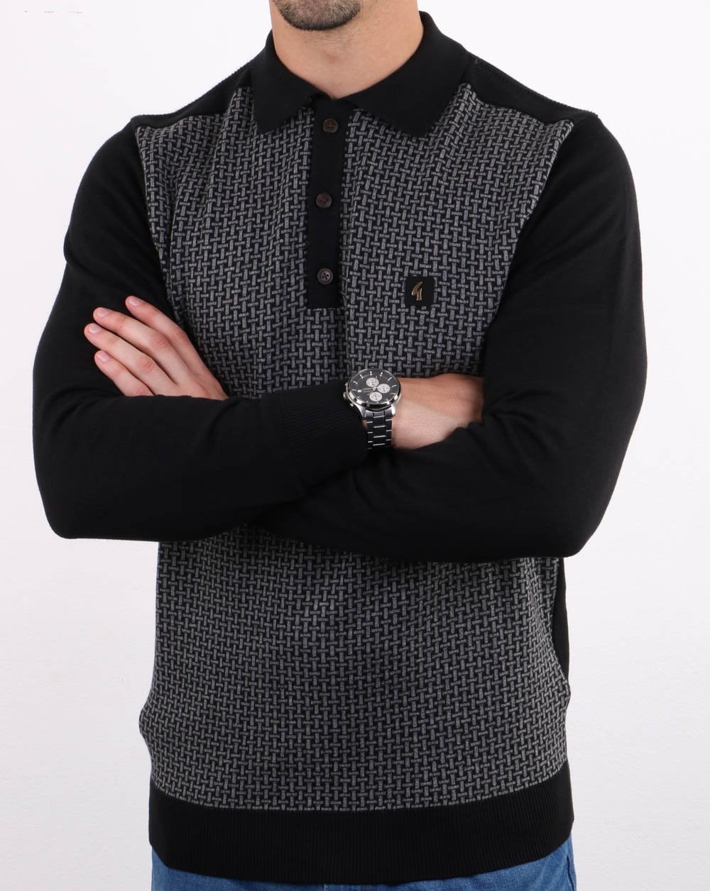 Gabicci Vintage Weaver Polo Shirt Black