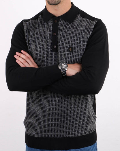 Gabicci Vintage Weaver Polo Shirt Black