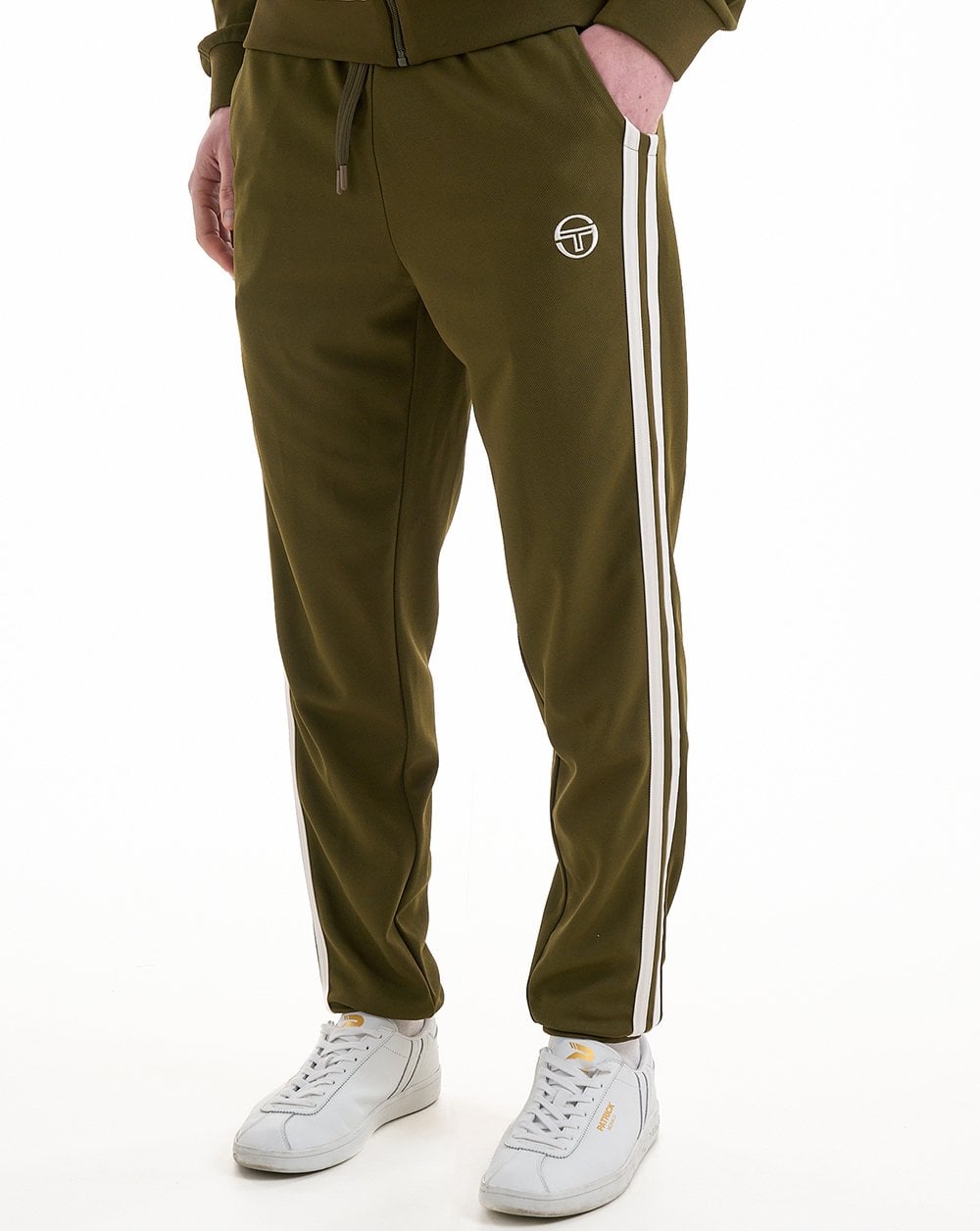 Sergio Tacchini 2 Stripe Track Pants Dark Olive White
