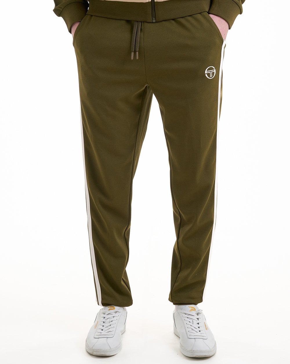Sergio Tacchini 2 Stripe Track Pants Dark Olive White