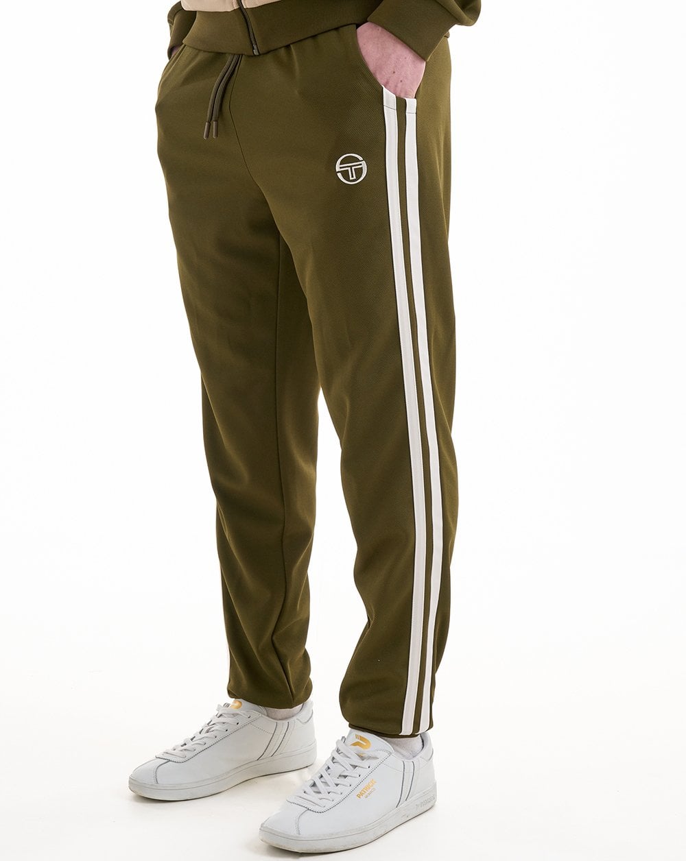 Sergio Tacchini 2 Stripe Track Pants Dark Olive White