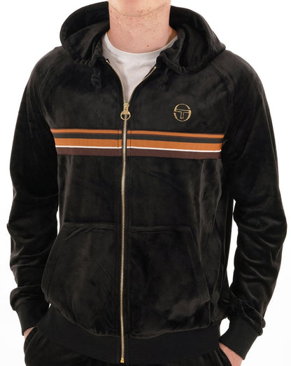 Sergio Tacchini Albi Velour Hooded Track Top Black