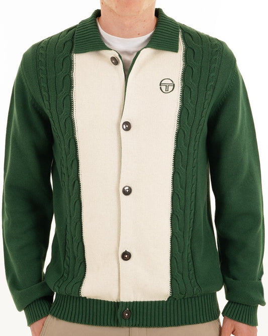 Sergio Tacchini Sergio Tacchini Cable Knit Cardigan Green Gardenia