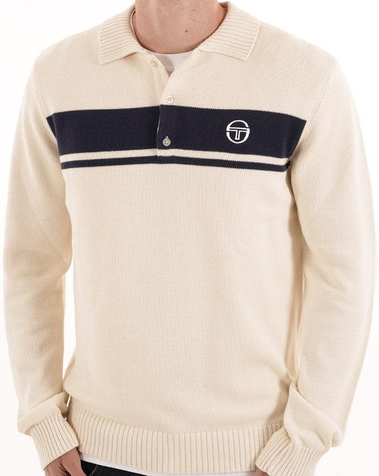 Sergio Tacchini Sergio Tacchini Masters Long Sleeve Knit Polo Gardenia