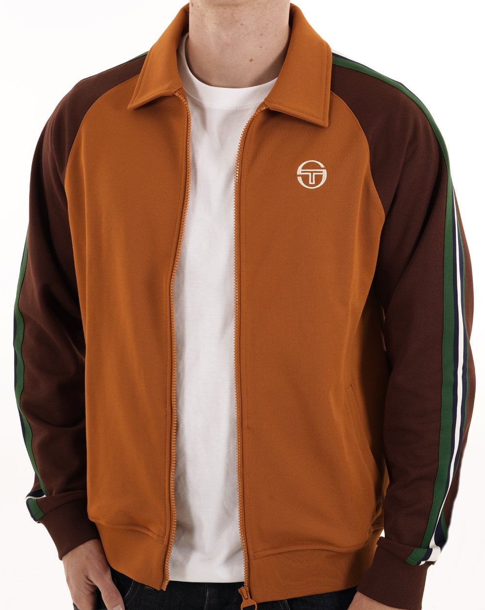 Sergio Tacchini Renshaw Tape Track Top Pumpkin/Dark Brown